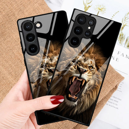 Crystal Premium Lion Pattern Glass Case - Samsung