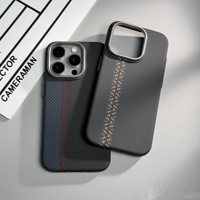 Embossed Carbon Fiber Magnetic Case - iPhone