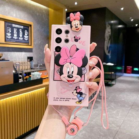 Cute Cartoon Mirror Bracket Case - Samsung