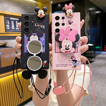 Cute Cartoon Mirror Bracket Case - Samsung