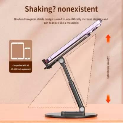 CellWave Portable 360° Rotatable Mobile Stand For Mobile Phone, Ring Light Stand, And Stand For Cameras