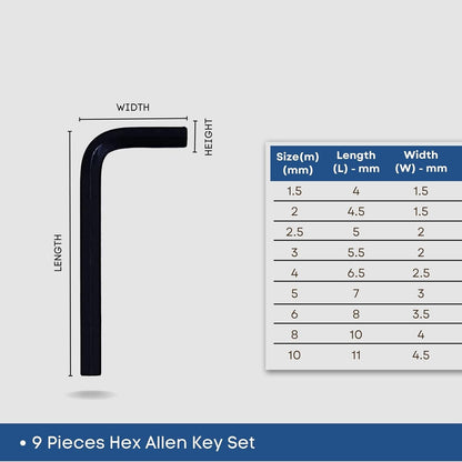 9Pcs Box Hex Allen Key Set.