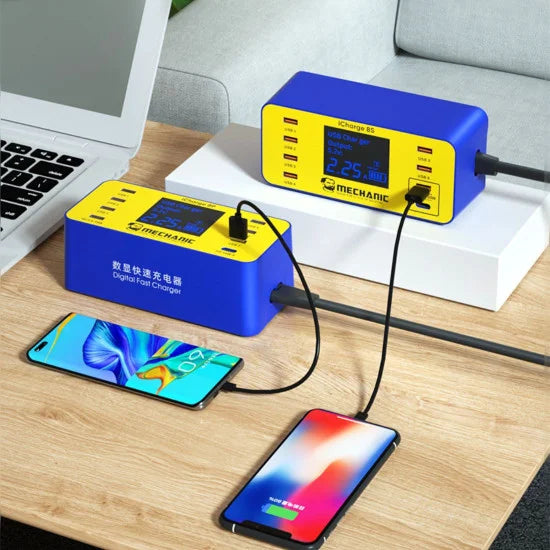 Mechanic Icharge 8S Multi Port Charger Usb Digital Display Office Mobile Tablet Android Apple Fast Charging Multi-Function