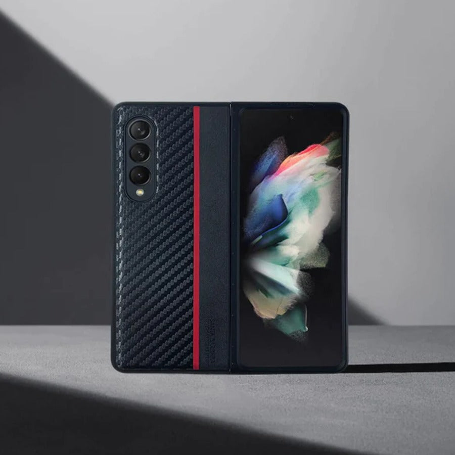 Galaxy Z Fold4 Frosted Carbon Fiber PU Leather Protective Case