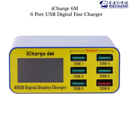 Mechanic Icharge 6M Qc 3.0 Usb Smart Fast Charger With Lcd Display For All Mobile Phones