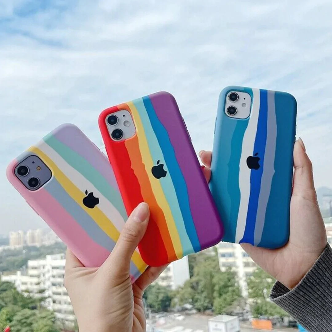 Rainbow Liquid Silicone Logo Case - iPhone